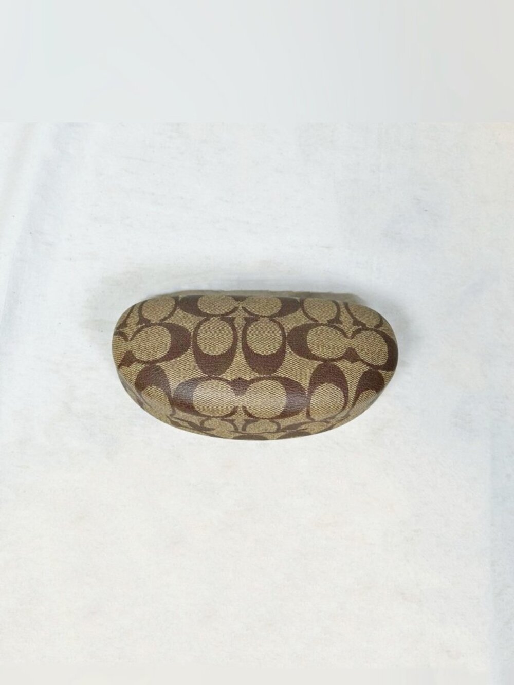 Coach Brown Signature Monogram Hard Clam Shell Eyeglasses Sunglasses Case
